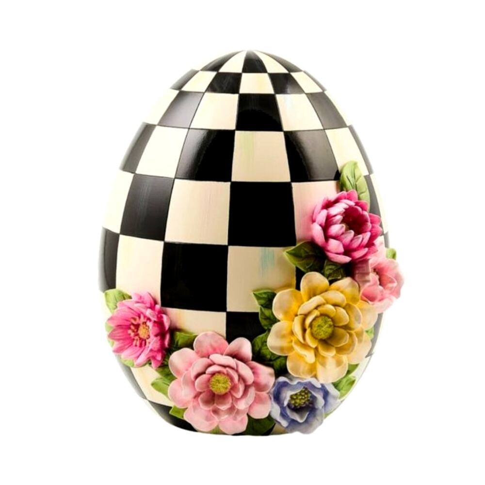 NEW Mackenzie-Childs Frolic Spring Floral Tabletop Easter Egg In Original Box